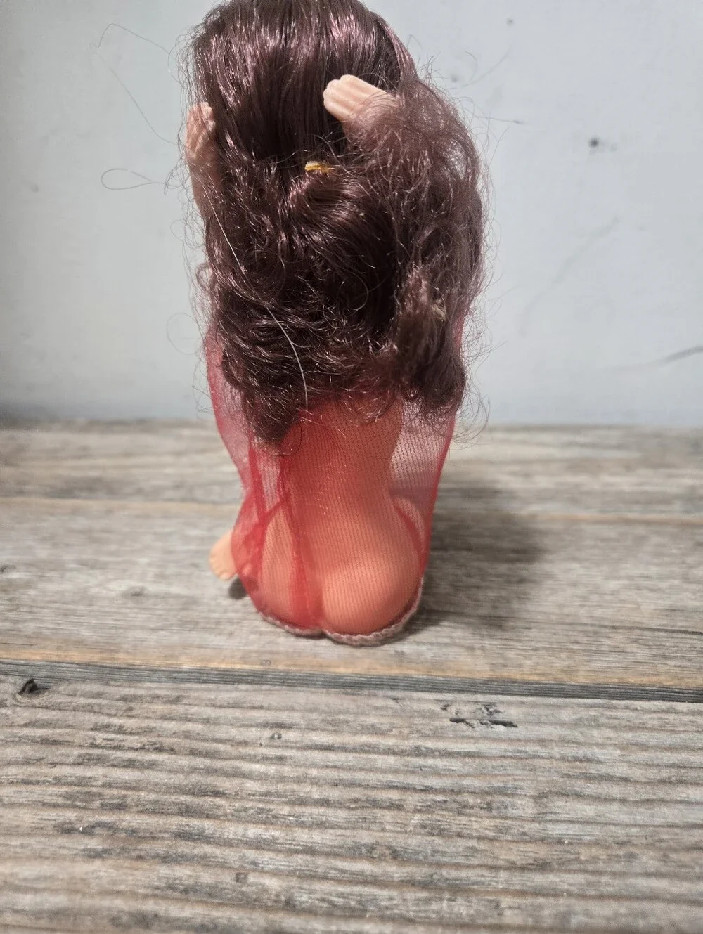 Vintage Sexy Girl Red Mesh Dress Doll Figure Cake Topper